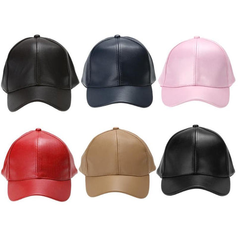 Unisex Men Women PU Leather Baseball Cap