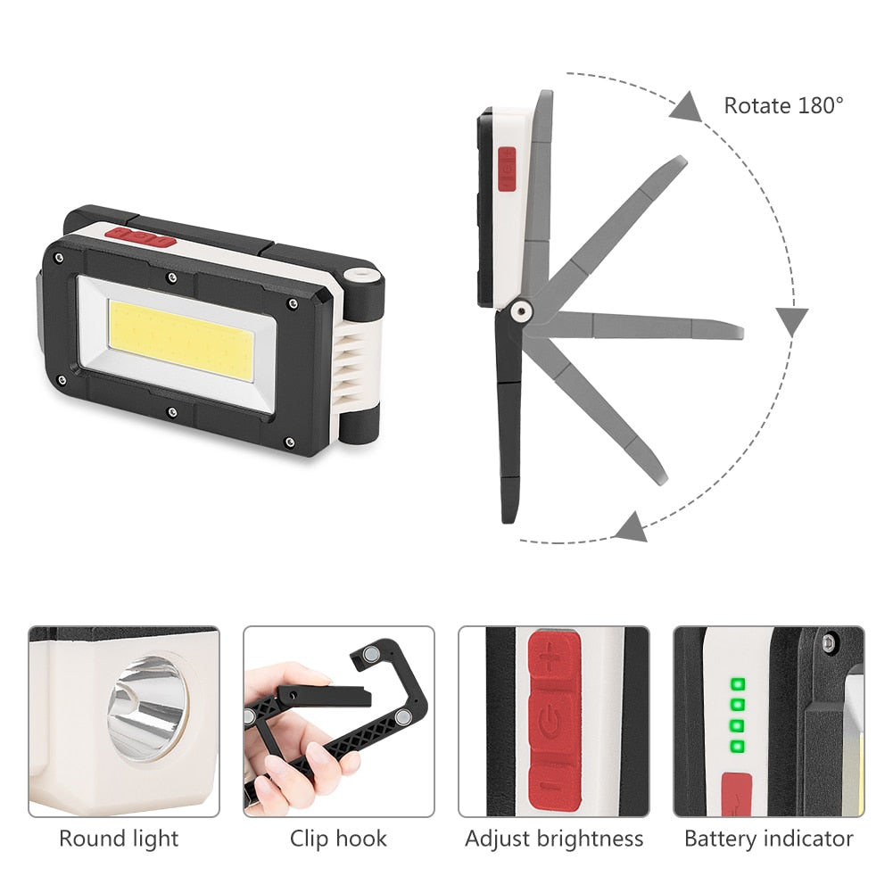 LED COB Rechargeable Magnetic Flashlight Torch